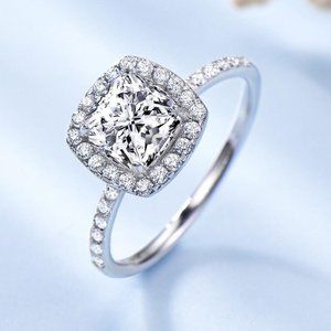 WHITE CUSHION CUBIC ZIRCONIA RING